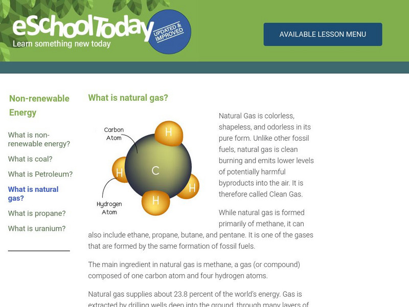 E School Today: Nonrenewable Energy: Natural Gas Handout E School Today: Nonrenewable Energy: Natural Gas Handout