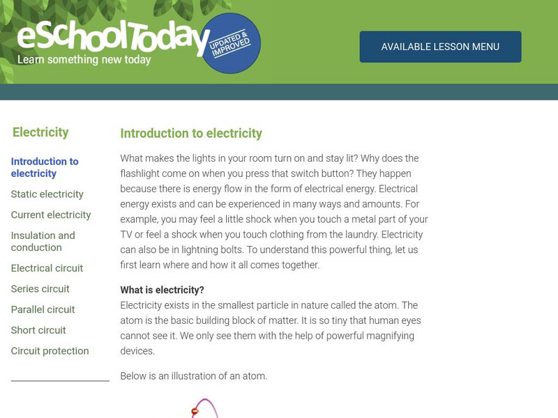 E School Today: Electricity Handout E School Today: Electricity Handout