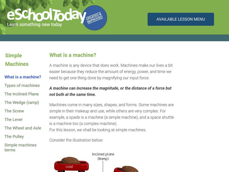 E School Today: Simple Machine Handout E School Today: Simple Machine Handout