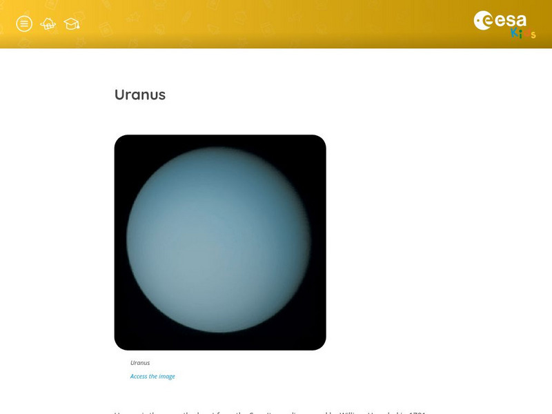 European Space Agency: Esa Kids: Our Universe: Uranus Handout European Space Agency: Esa Kids: Our Universe: Uranus Handout
