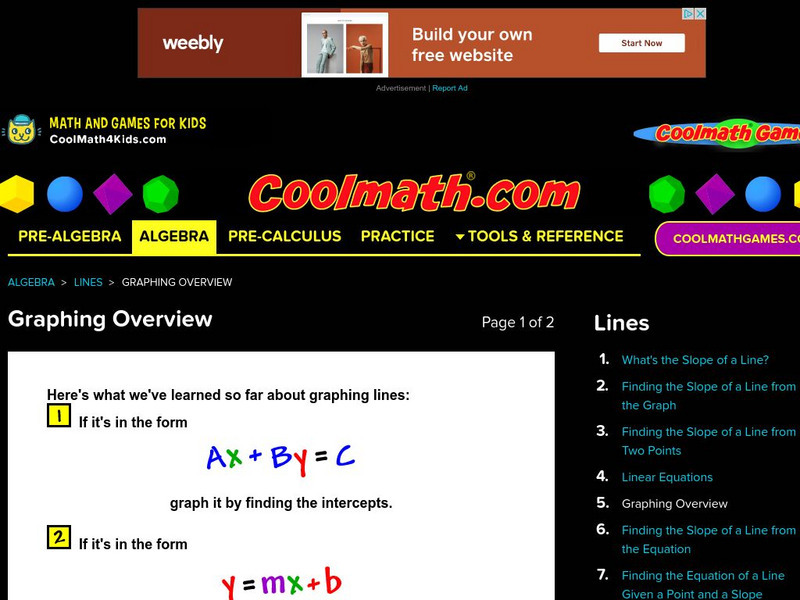 Coolmath: Graphing Overview Activity Coolmath: Graphing Overview Activity