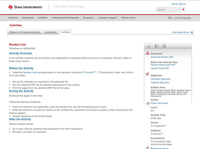 Texas Instruments: Number Line Activity Texas Instruments: Number Line Activity