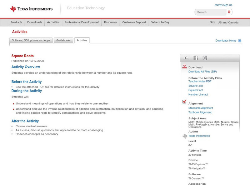 Texas Instruments: Square Roots Activity