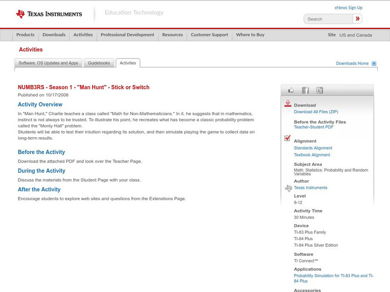 Texas Instruments: Numb3 Rs: Stick or Switch Activity Texas Instruments: Numb3 Rs: Stick or Switch Activity