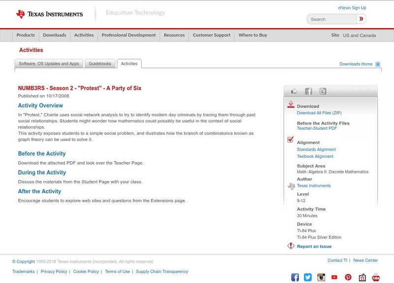 Texas Instruments: Numb3 Rs: A Party of Six Activity Texas Instruments: Numb3 Rs: A Party of Six Activity