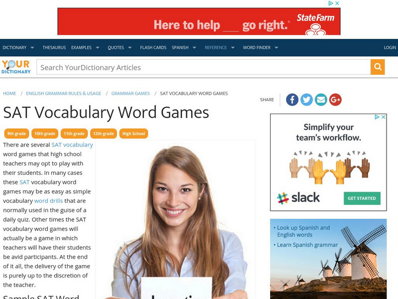 Your Dictionary: Sat Vocabulary Word Games Article Your Dictionary: Sat Vocabulary Word Games Article