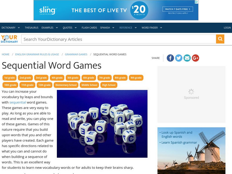 Your Dictionary: Sequential Word Games Article Your Dictionary: Sequential Word Games Article