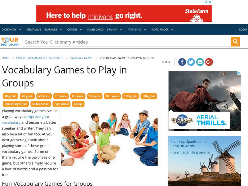 Your Dictionary: Vocabulary Games to Play in Groups Article