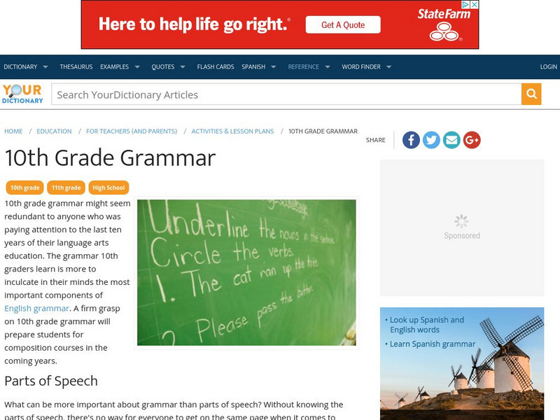Your Dictionary: 10th Grade Grammar Article Your Dictionary: 10th Grade Grammar Article