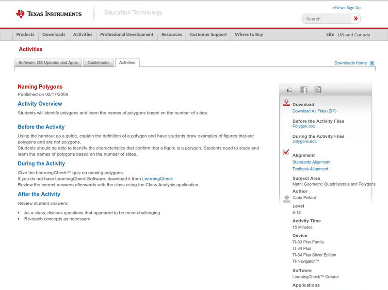 Texas Instruments: Naming Polygons Activity