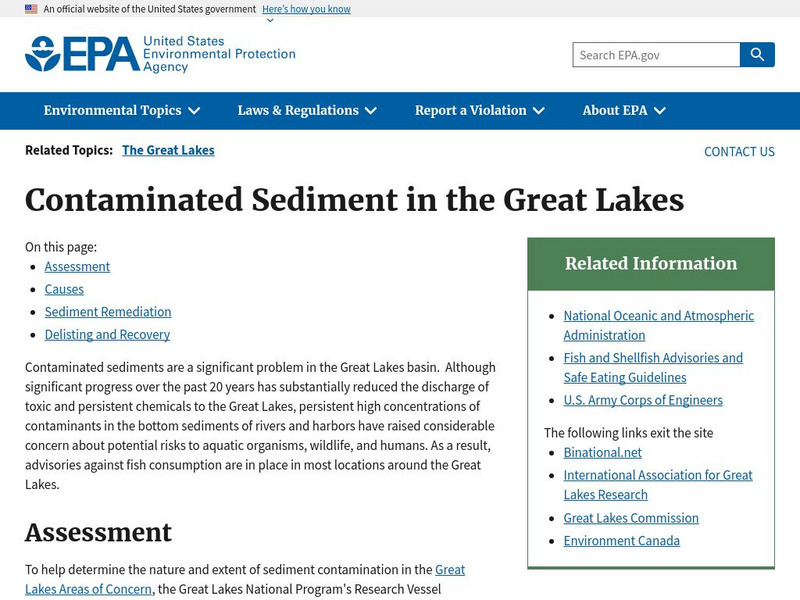 Epa: Contaminated Sediment in the Great Lakes Handout Epa: Contaminated Sediment in the Great Lakes Handout