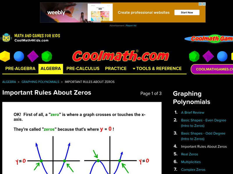 Coolmath: Graphing Polynomials Important Rules About Zeros Activity Coolmath: Graphing Polynomials Important Rules About Zeros Activity
