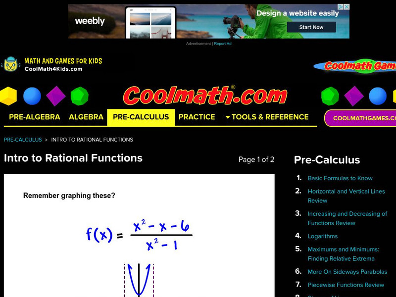 Coolmath: Intro to Rational Functions Activity Coolmath: Intro to Rational Functions Activity