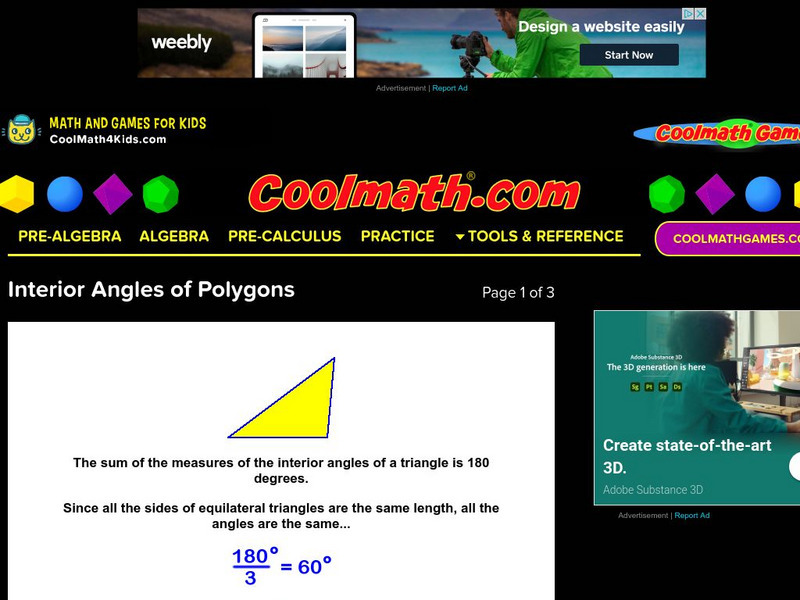 Coolmath: Interior Angles of Polygons Handout