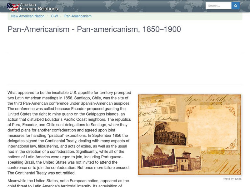 Encyclopedia of the New American Nation: Pan Americanism Handout Encyclopedia of the New American Nation: Pan Americanism Handout