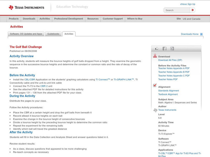 Texas Instruments: The Golf Ball Challenge Activity Texas Instruments: The Golf Ball Challenge Activity