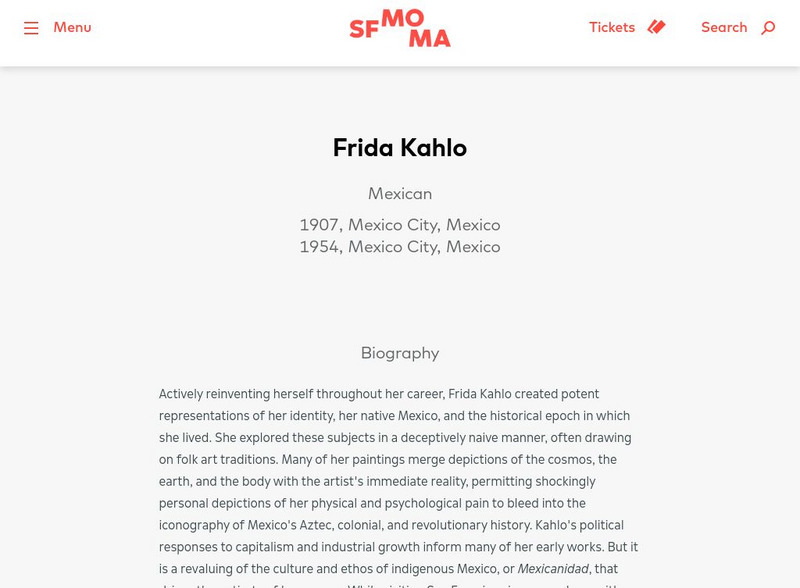 Sf Mo Ma: Frida Kahlo Handout Sf Mo Ma: Frida Kahlo Handout