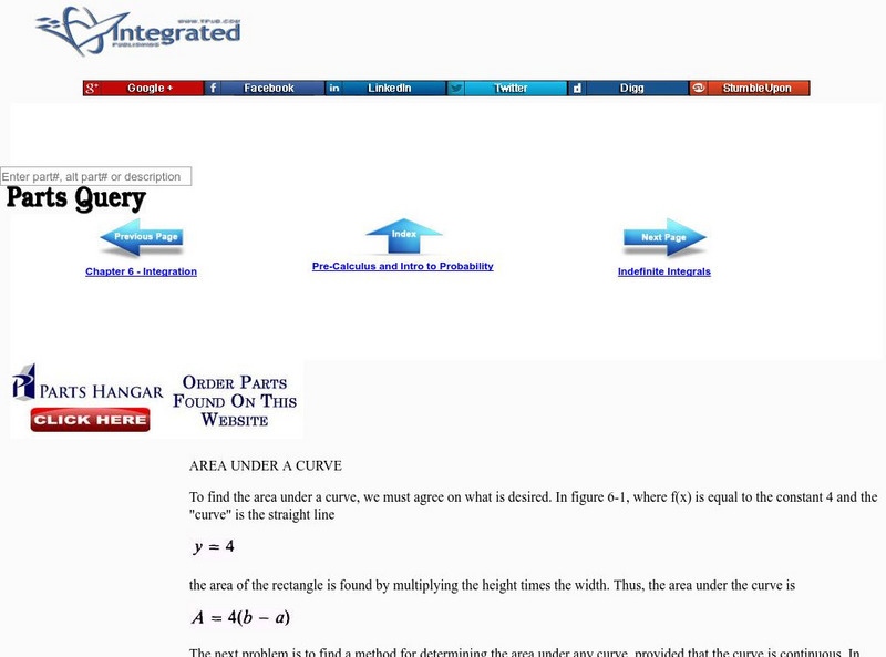 Integrated Publishing: Area Under a Curve Activity Integrated Publishing: Area Under a Curve Activity