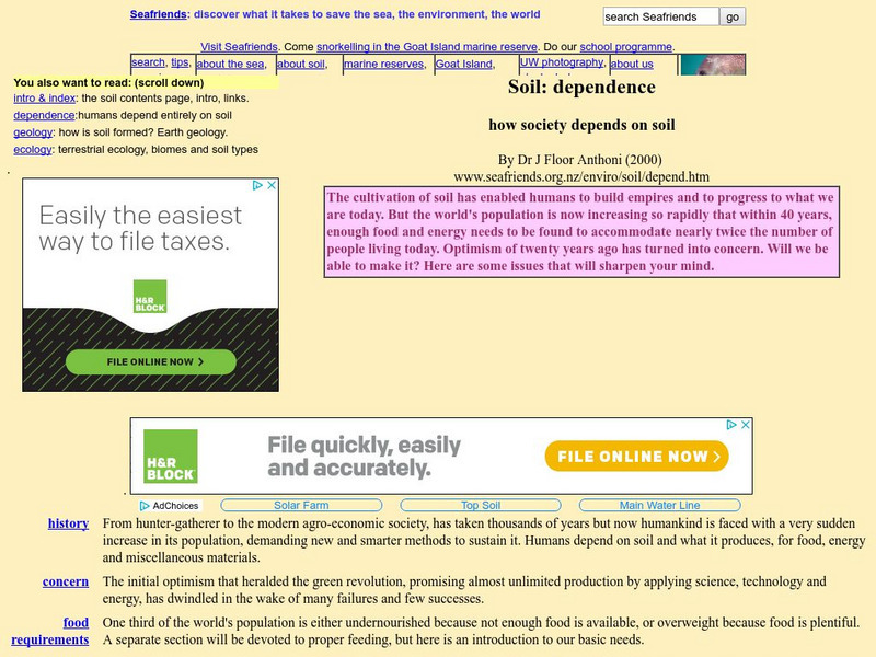 Seafriends: Soil Dependence Handout Seafriends: Soil Dependence Handout