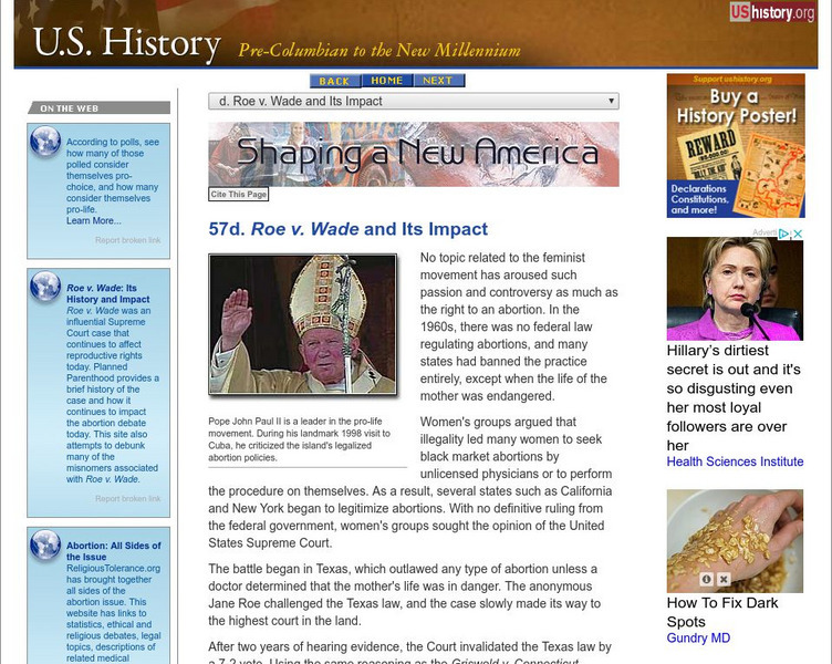 U.s. History: Roe v. Wade and Its Impact Website U.s. History: Roe v. Wade and Its Impact Website