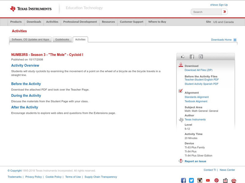 Texas Instruments: Numb3 Rs: Cycloid I Activity Texas Instruments: Numb3 Rs: Cycloid I Activity