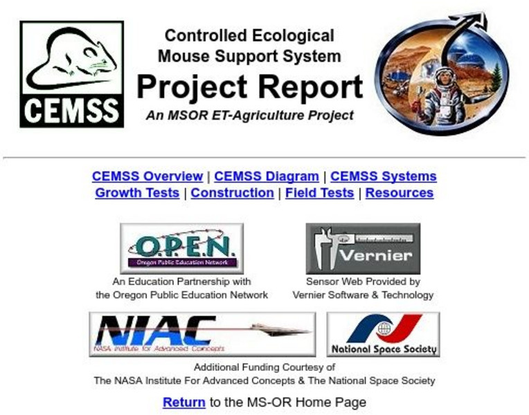 Mars Society: Oregon Chapter: Controlled Ecological Mouse Support System Website Mars Society: Oregon Chapter: Controlled Ecological Mouse Support System Website