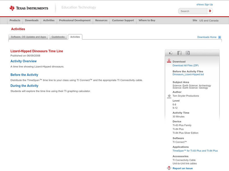 Texas Instruments: Lizard Hipped Dinosaurs Time Line Activity
