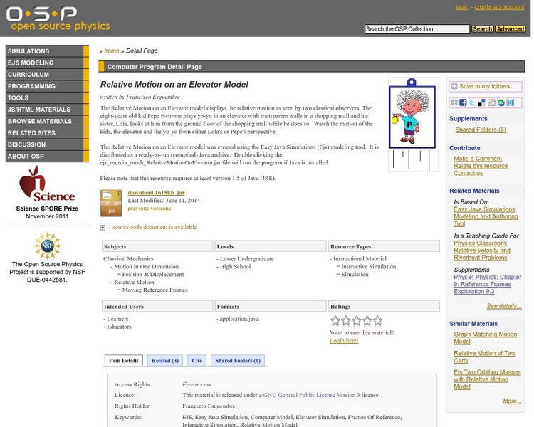 Com Padre Digital Library: Open Source Physics: Relative Motion on Elevator Model Interactive Com Padre Digital Library: Open Source Physics: Relative Motion on Elevator Model Interactive