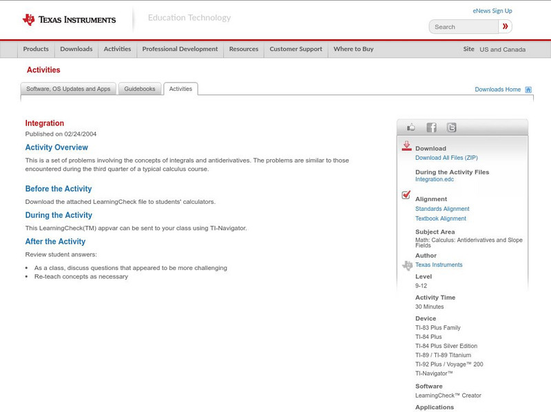 Texas Instruments: Integration Activity Texas Instruments: Integration Activity