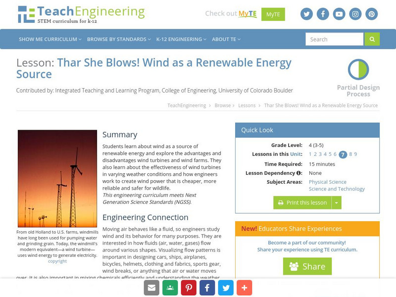 Teach Engineering: Thar She Blows! Lesson Plan Teach Engineering: Thar She Blows! Lesson Plan