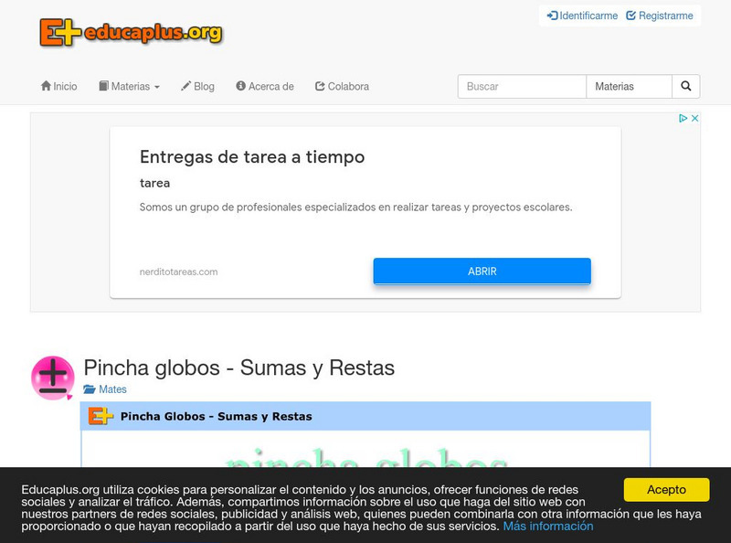 Educaplus: Pincha Globos Suma Y Resta Interactive Educaplus: Pincha Globos Suma Y Resta Interactive