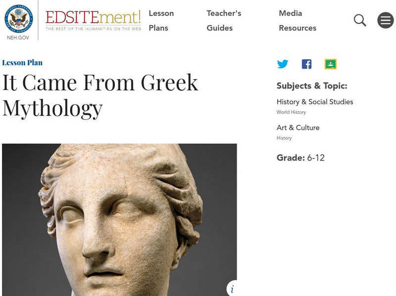 Neh: Edsit Ement: It Came From Greek Mythology Lesson Plan Neh: Edsit Ement: It Came From Greek Mythology Lesson Plan