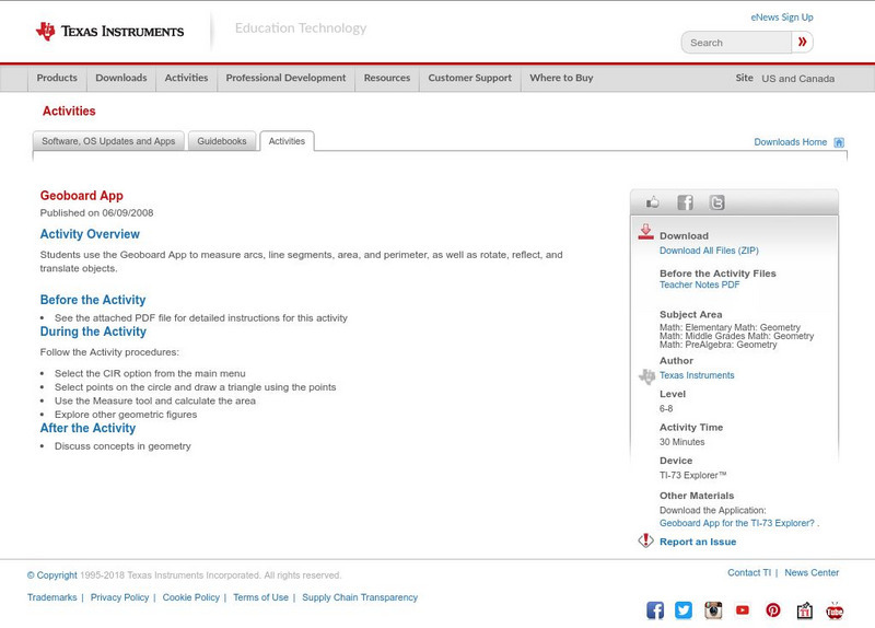 Texas Instruments: Geoboard App Activity Texas Instruments: Geoboard App Activity