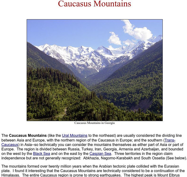 Nova Online: Caucasus Mountains Article Nova Online: Caucasus Mountains Article
