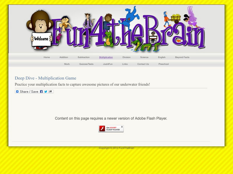 Fun4 the Brain: Multiplication Games Deep Dive Interactive Fun4 the Brain: Multiplication Games Deep Dive Interactive