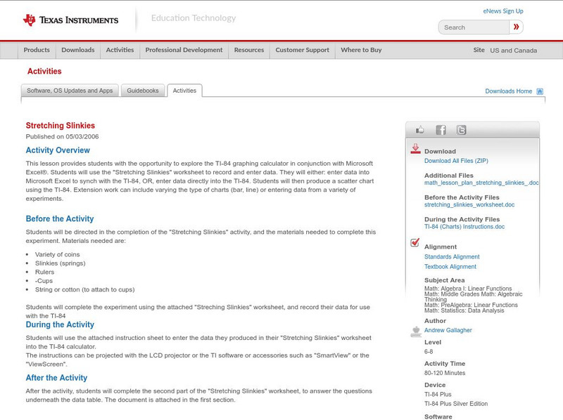 Texas Instruments: Stretching Slinkies Activity Texas Instruments: Stretching Slinkies Activity