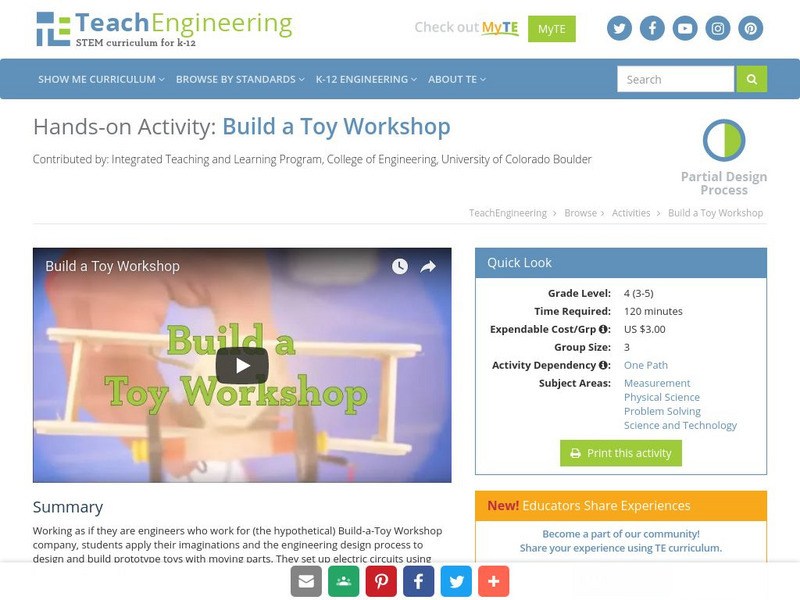 Teach Engineering: Build a Toy Workshop Activity Teach Engineering: Build a Toy Workshop Activity