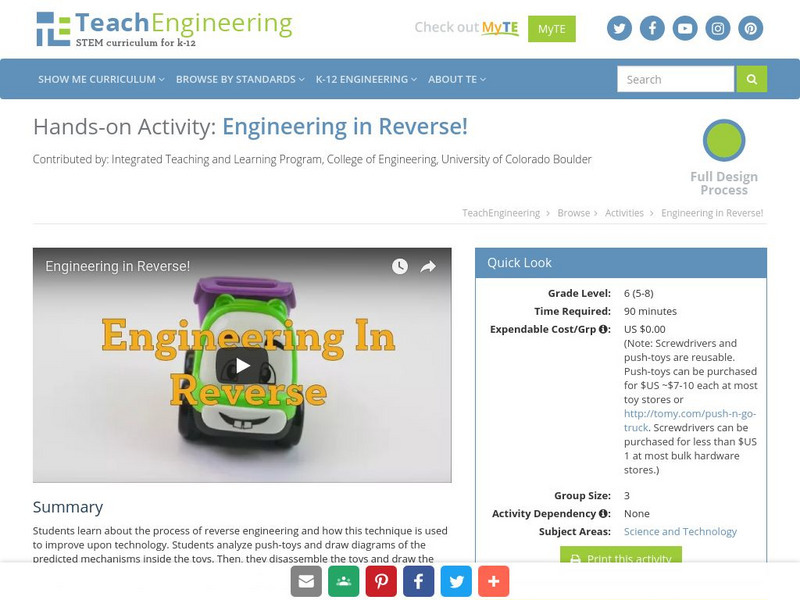 Teach Engineering: Engineering in Reverse! Activity