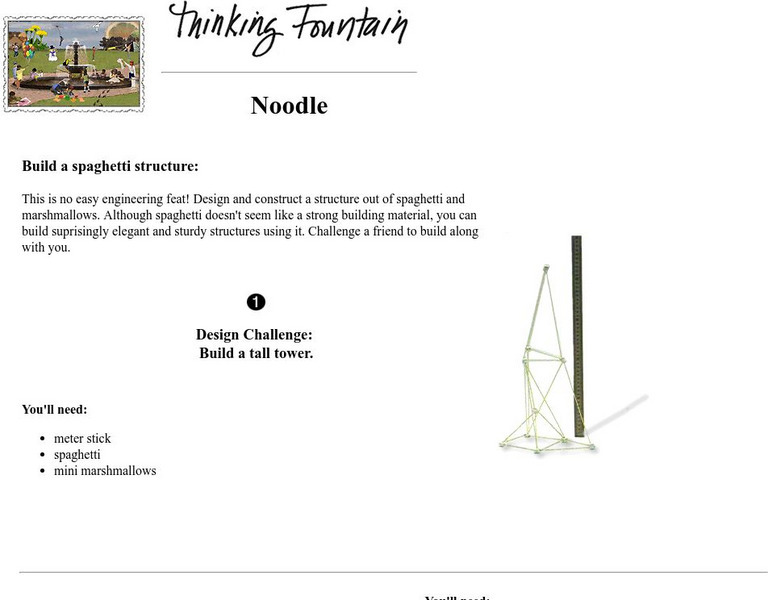 Thinking Fountain: Noodle: Build a Spaghetti Structure Lesson Plan Thinking Fountain: Noodle: Build a Spaghetti Structure Lesson Plan