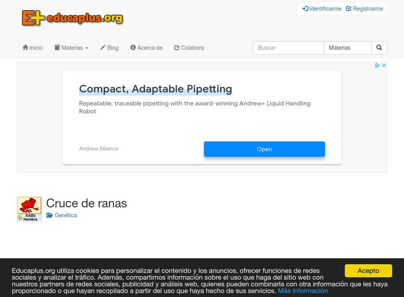 Educaplus: Cruce De Ranas [In Spanish] Activity