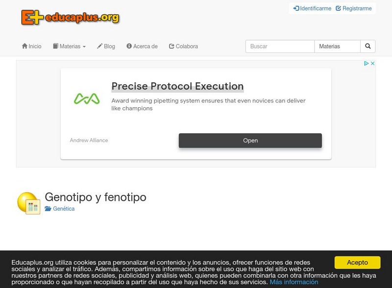 Educaplus: Genotipo Y Fenotipo [In Spanish] Activity