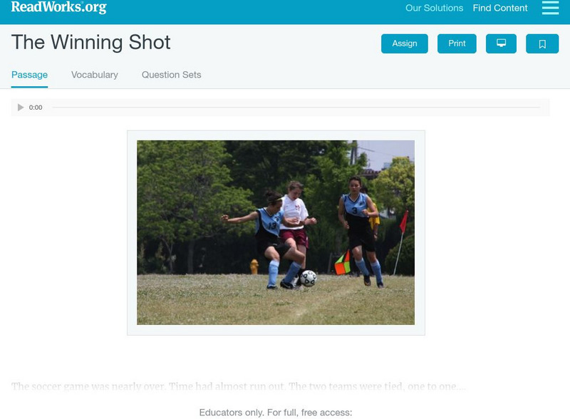 Read Works: The Winning Shot Unit Plan Read Works: The Winning Shot Unit Plan