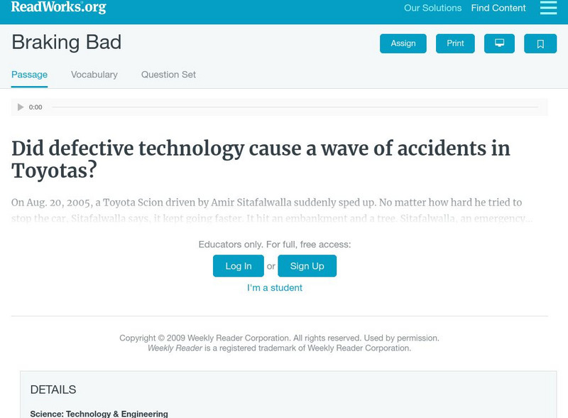 Read Works: Braking Bad Activity