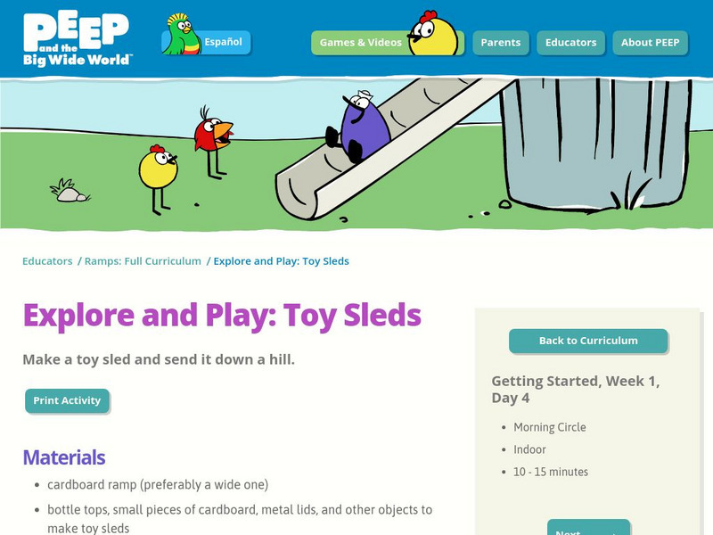 Wgbh: Peep and the Big Wide World: Explore and Play: Toy Sleds Activity Wgbh: Peep and the Big Wide World: Explore and Play: Toy Sleds Activity