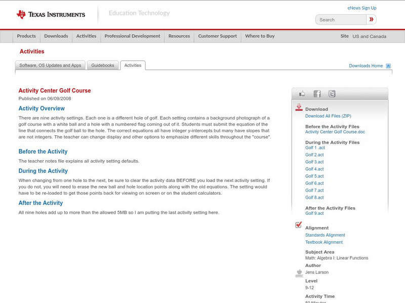 Texas Instruments: Activity Center Golf Course Activity Texas Instruments: Activity Center Golf Course Activity