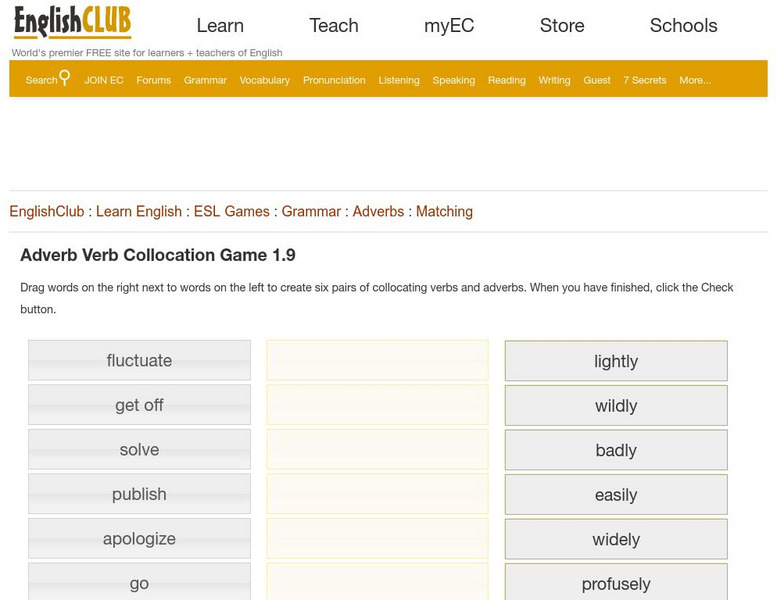 English Club: Adverb Verb Collocation Game 1.9 Interactive English Club: Adverb Verb Collocation Game 1.9 Interactive
