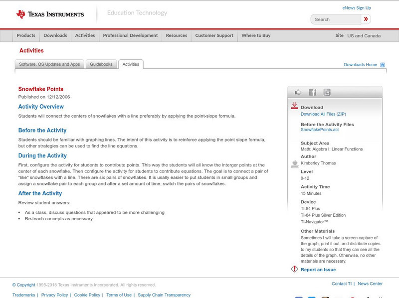 Texas Instruments: Snowflake Points Activity Texas Instruments: Snowflake Points Activity