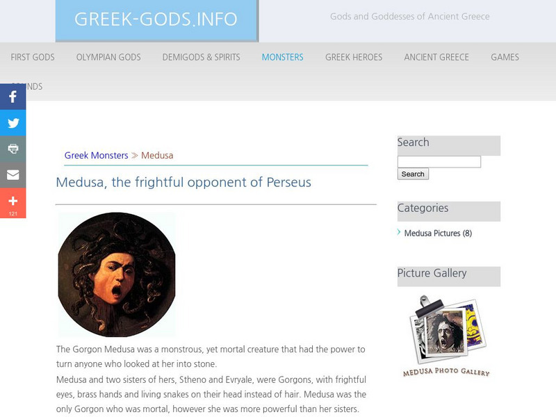 Greek Gods: Monsters: Medusa Handout Greek Gods: Monsters: Medusa Handout