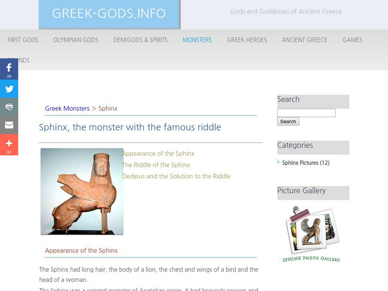 Greek Gods: Monsters: Sphinx Handout