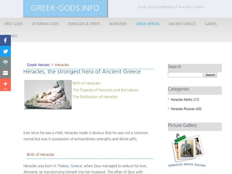 Greek Gods: Greek Heroes: Heracles Handout Greek Gods: Greek Heroes: Heracles Handout